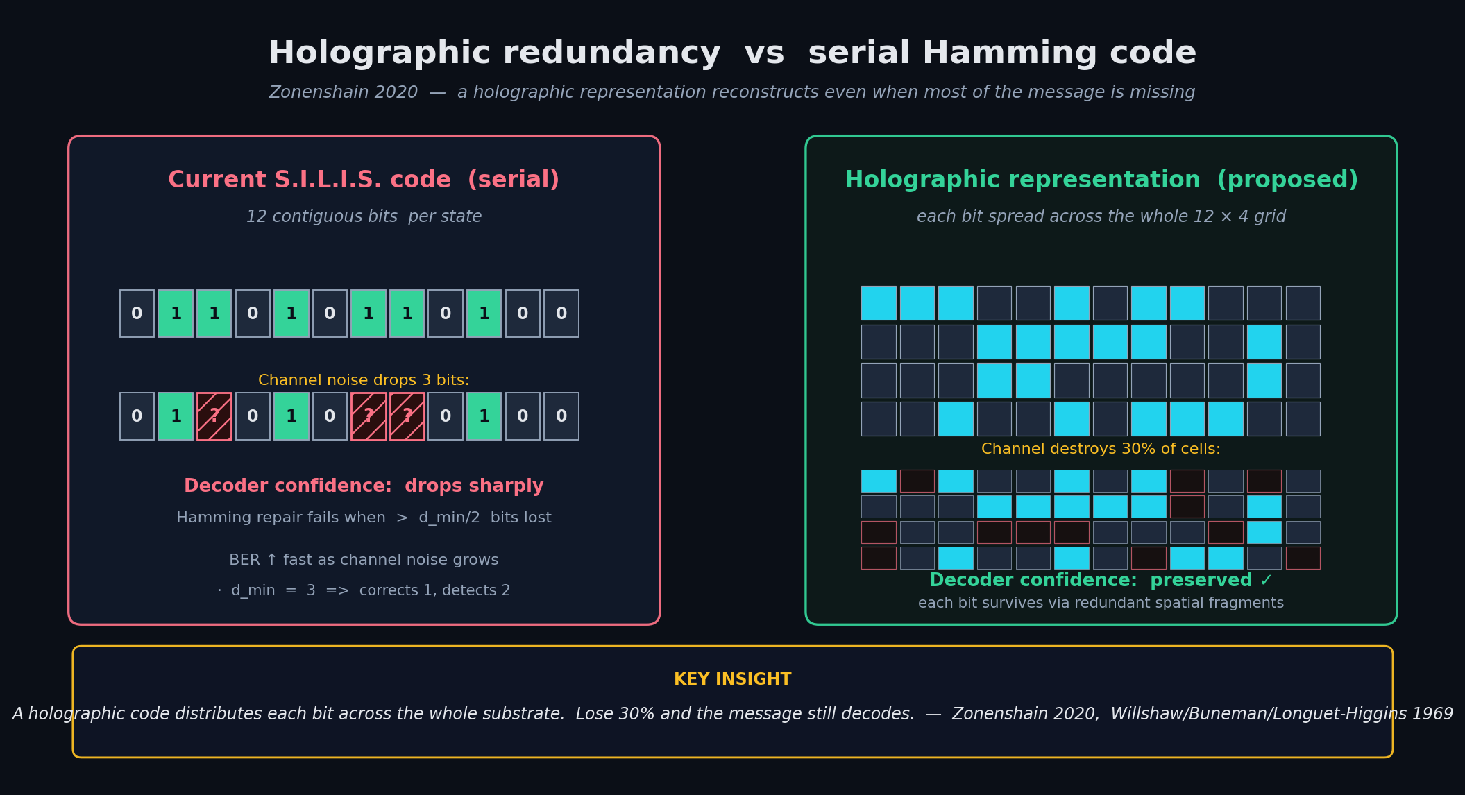 Holographic Redundancy vs Serial Code